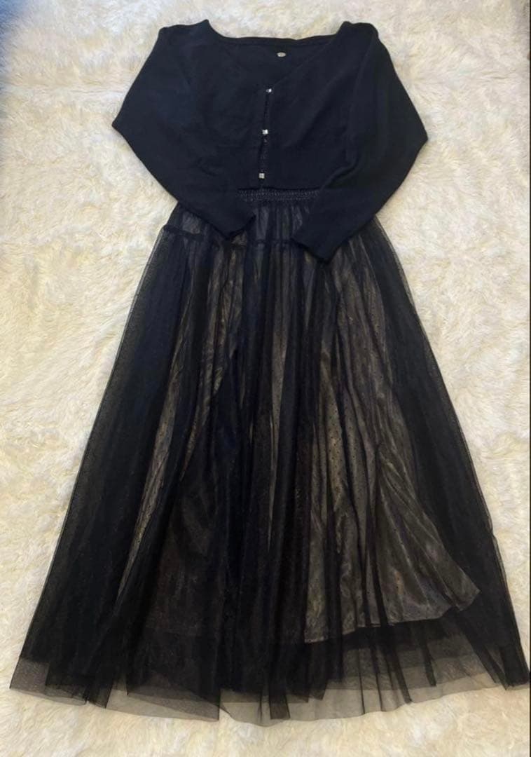 本日のみ！【LILY BROWN】ボレロカーデセットチュールワンピース　ブラック