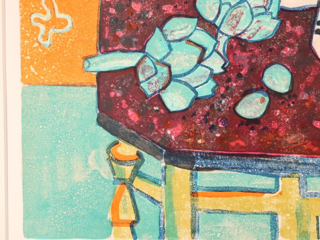 ポール アイズピリ 「 赤い壁掛けのある静物 」　25号　リトグラフ　3/225