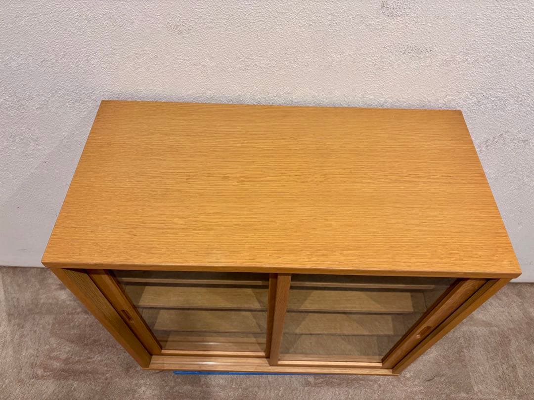 ⭐️美品⭐️廃盤希少⭐️無印⭐️脚付き⭐️オーク材・ガラス扉 引戸・キャビネット⭐️