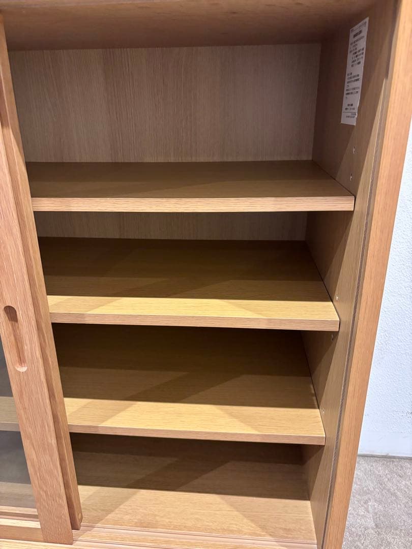 ⭐️美品⭐️廃盤希少⭐️無印⭐️脚付き⭐️オーク材・ガラス扉 引戸・キャビネット⭐️