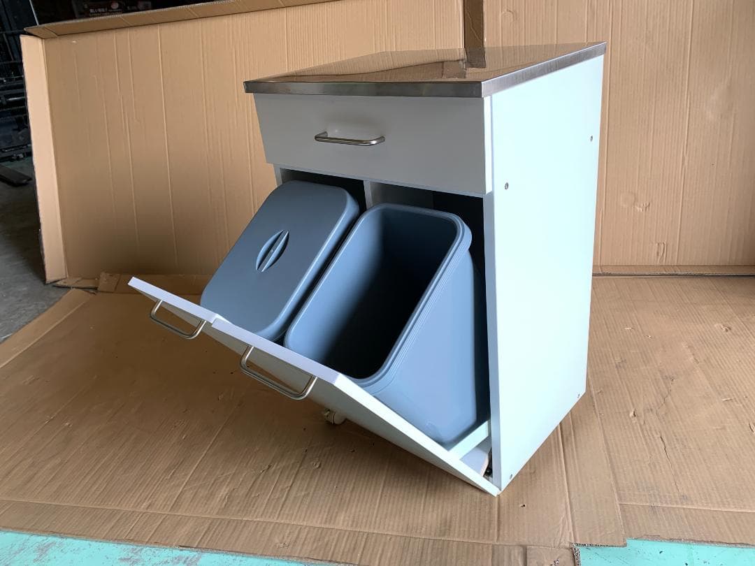 ステンレストップダストボックス (2分別) ホワイト NSKD-2WP (WH)