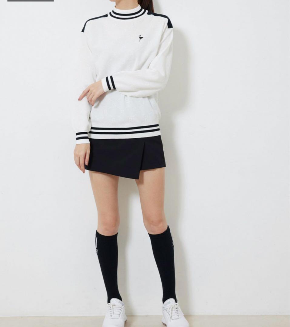 新品タグ付き　JUN&ROPE 配色ニットプルオーバー　白　Ｌ　ゴルフ