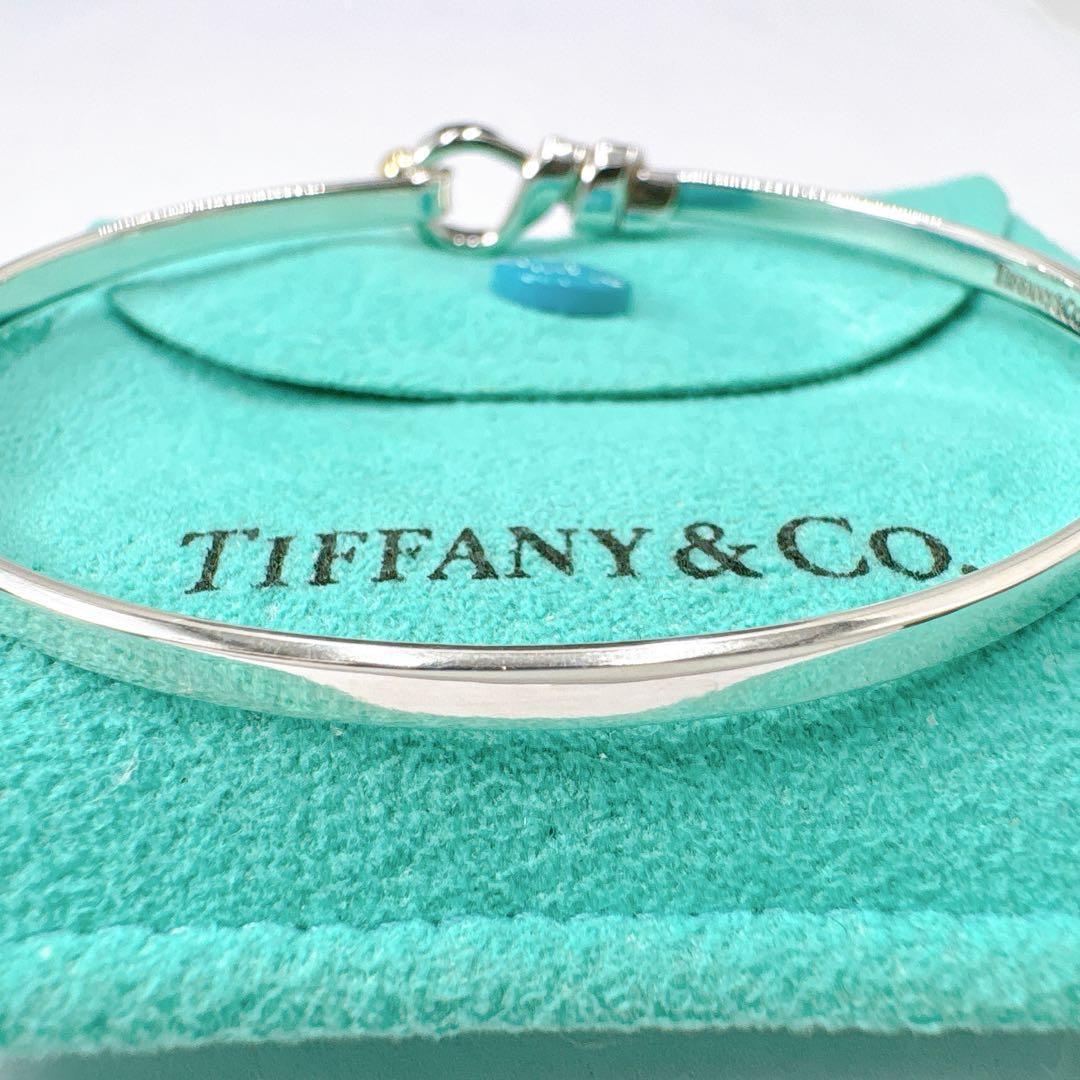 極美品 オールドティファニー フック&ループ コンビ バングル シルバー k18