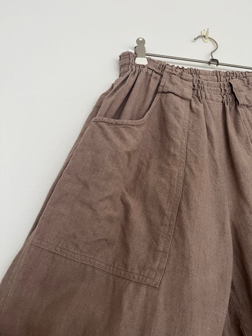 wafu リネン　ロングパンツ　ウエストゴム　ベージュ