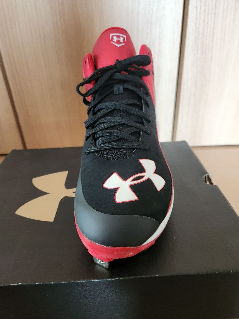 アンダーアーマー　スパイク　黒/赤　YARD MID ST　野球