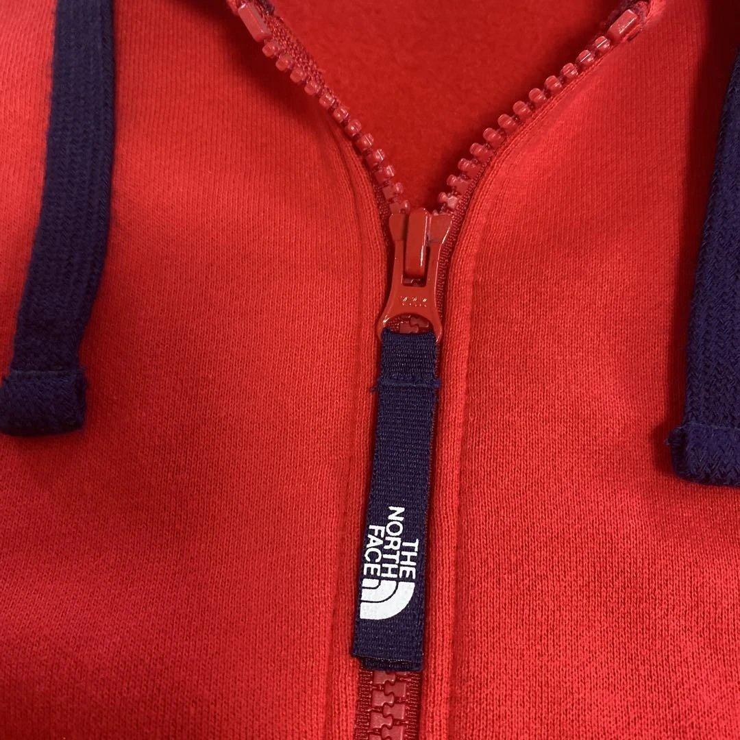 ノースフェイス☆ビックロゴフーディ☆ジップアップパーカー☆美品レディースMレッド