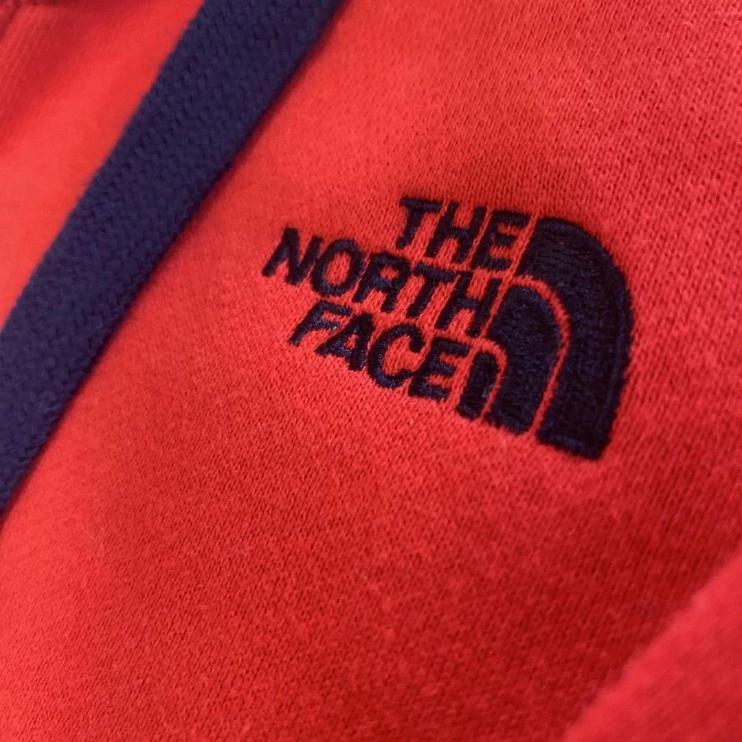 ノースフェイス☆ビックロゴフーディ☆ジップアップパーカー☆美品レディースMレッド