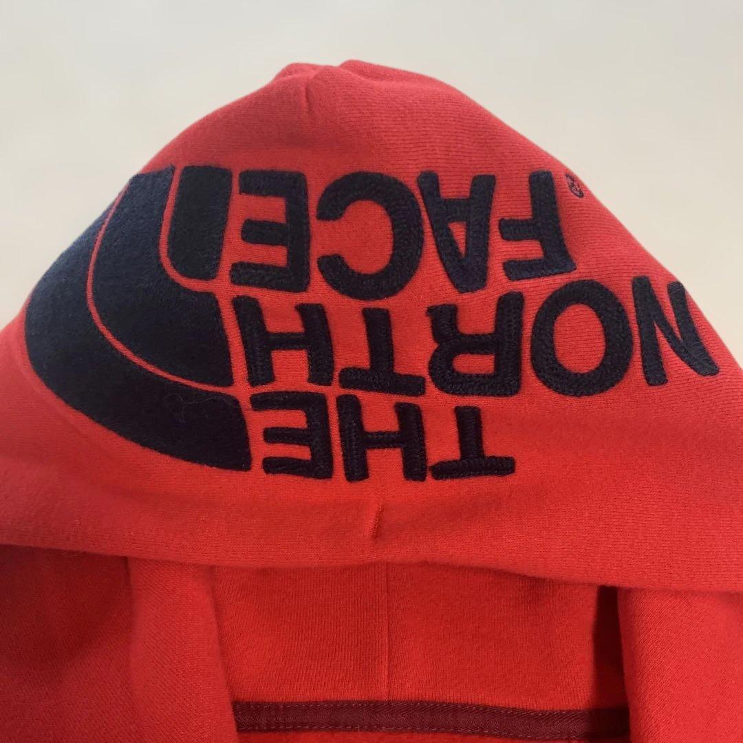 ノースフェイス☆ビックロゴフーディ☆ジップアップパーカー☆美品レディースMレッド