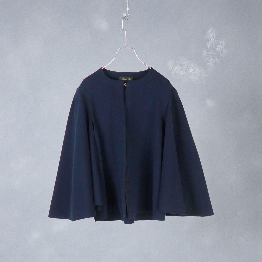 Drawer 22SS ミラノ編みニットケープ カーディガン Fネイビー