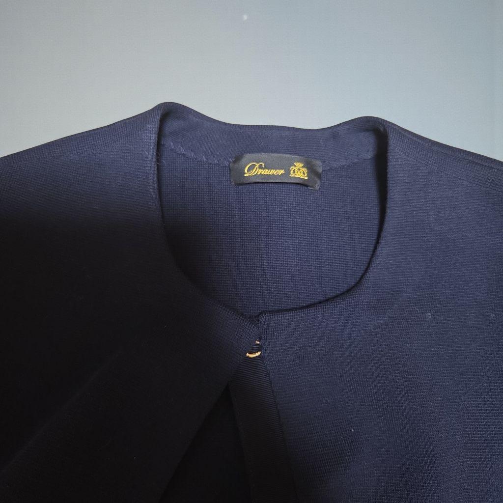 Drawer 22SS ミラノ編みニットケープ カーディガン Fネイビー