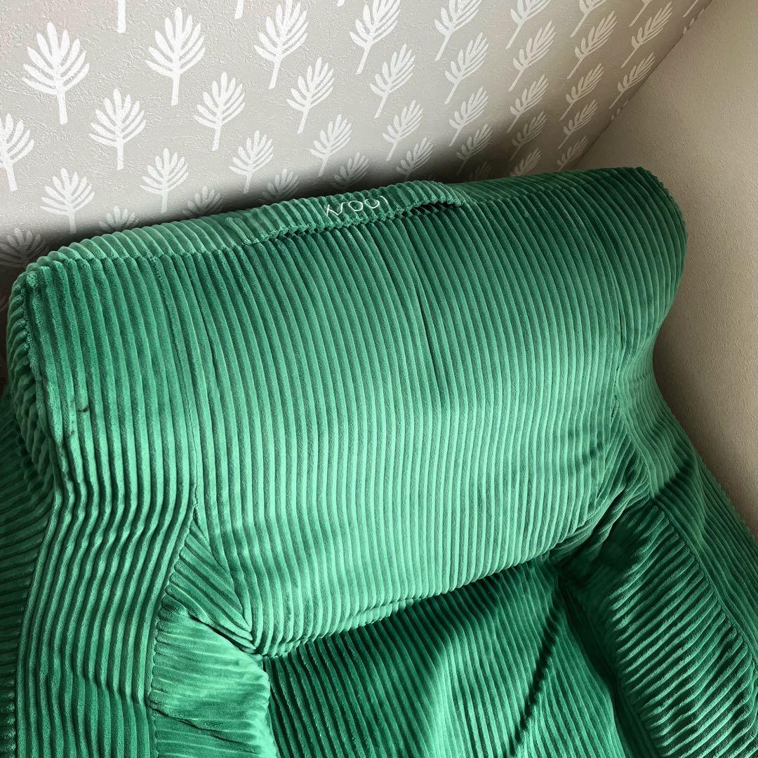 取付無料！LOOSY ルージー 1人掛けビーズソファ グリーン コーデュロイ