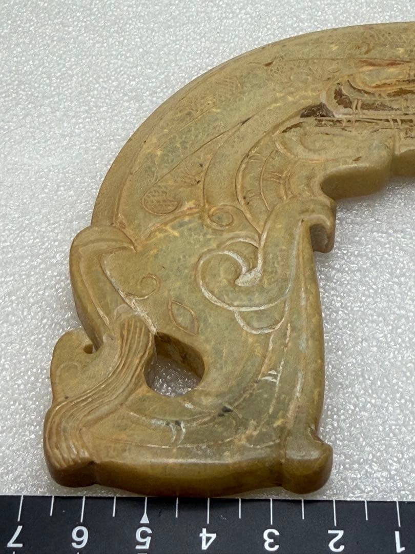 古玉 翡翠製 彫刻 ネックレス手彫り 天然石 古玩 両面彫刻 玉璧