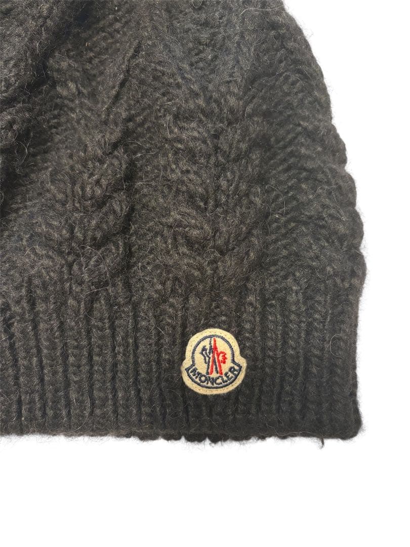 ★モンクレール ケーブル編みニット帽 ブラック 正規品