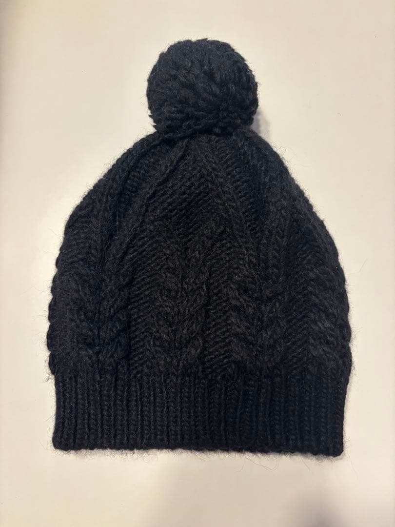 ★モンクレール ケーブル編みニット帽 ブラック 正規品