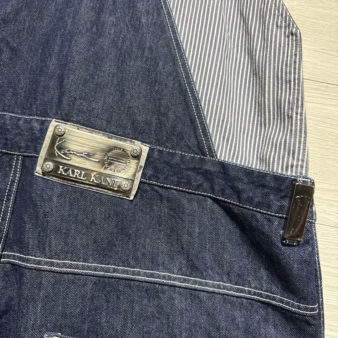 00s KARL KANI デニムオーバーオール メタルプレート 刺繍 ビック
