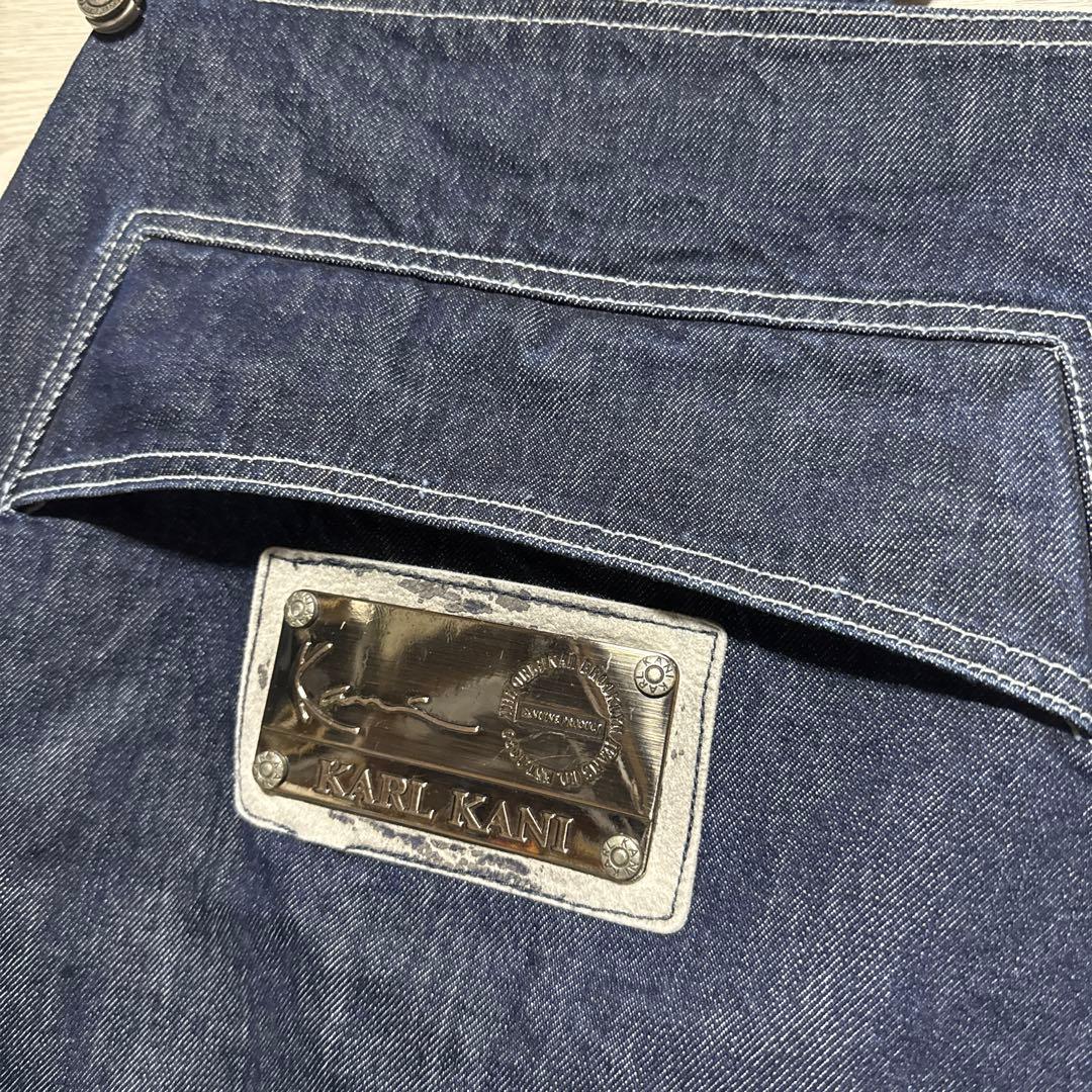 00s KARL KANI デニムオーバーオール メタルプレート 刺繍 ビック