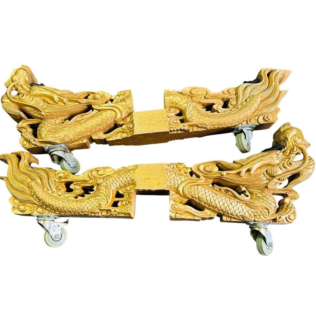 長胴太鼓 装飾付き 和太鼓 龍彫刻台座セット 大型 祭り 神輿用 神楽 打楽器