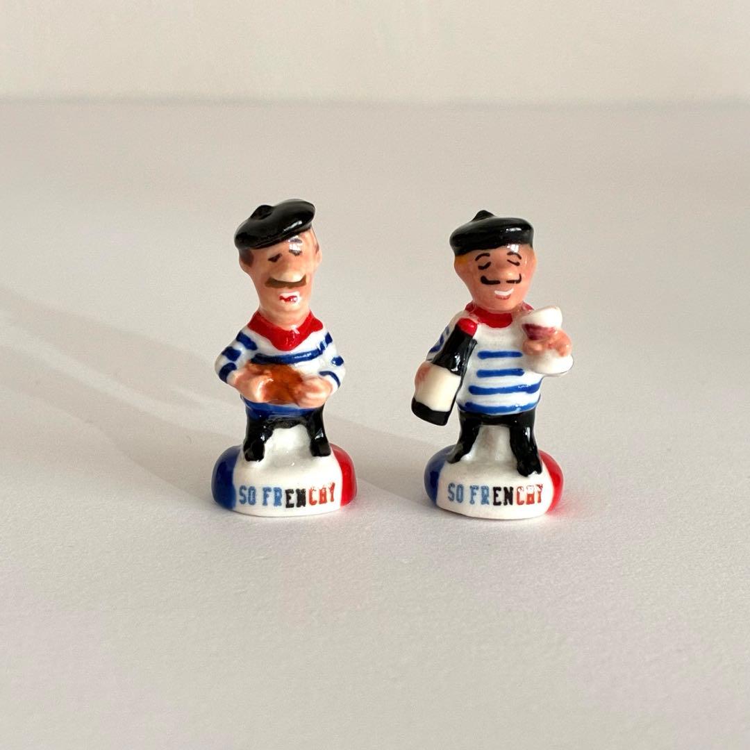 トリコロール　フェーブ　フランス　陶器　ミニチュア　置物　パリ　エッフェル塔