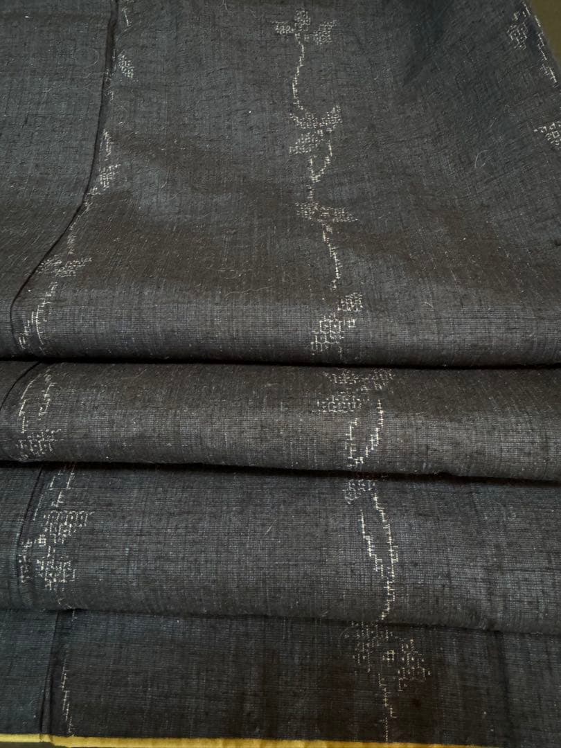 【極上美品】重要無形文化財 本場結城紬「結」地機 藍結城「本愛染 極上100亀甲