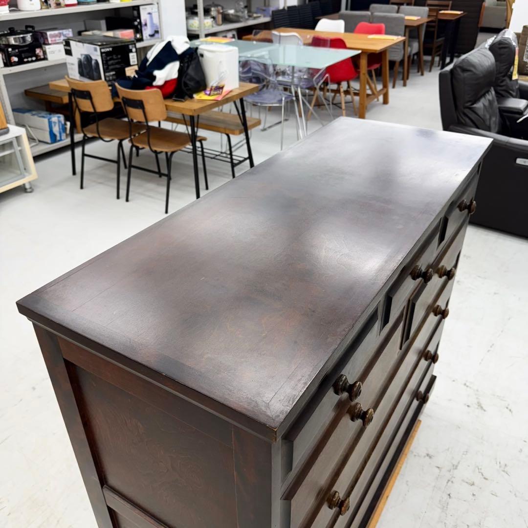 高級♪ 北海道民芸家具 119cm幅5段ローチェスト タンス