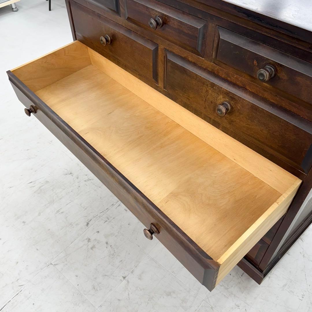 高級♪ 北海道民芸家具 119cm幅5段ローチェスト タンス