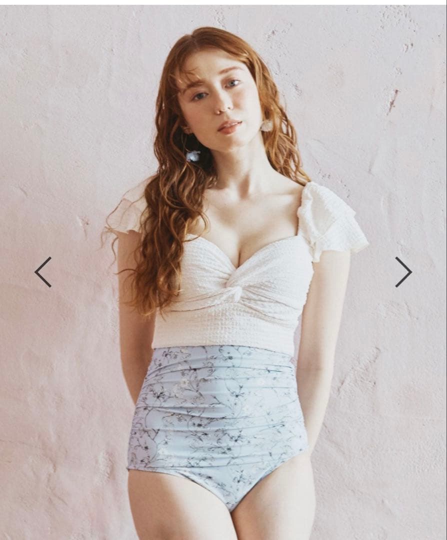 軽い着け心地でしっかり盛れる【楽盛り水着】　ショルダーフリル　9M