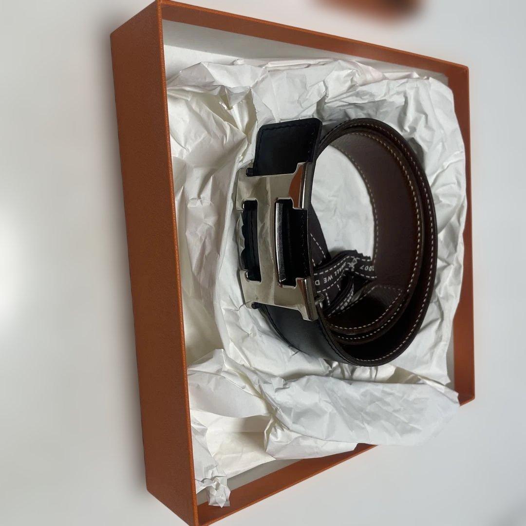 HERMES レザー ベルト ブラック ブラウン