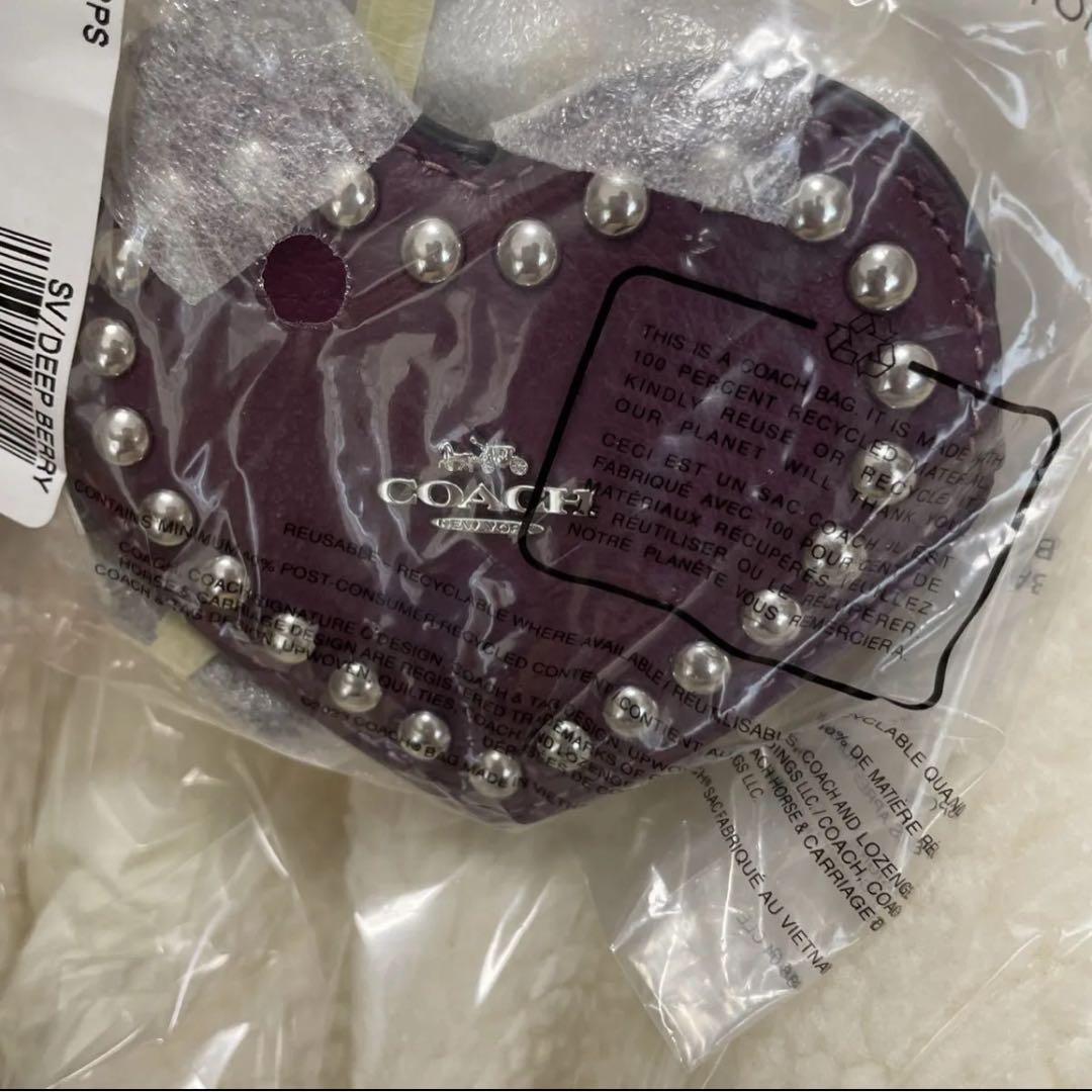 コーチ　アウトレット　ハート ポーチ・リベット　パープル