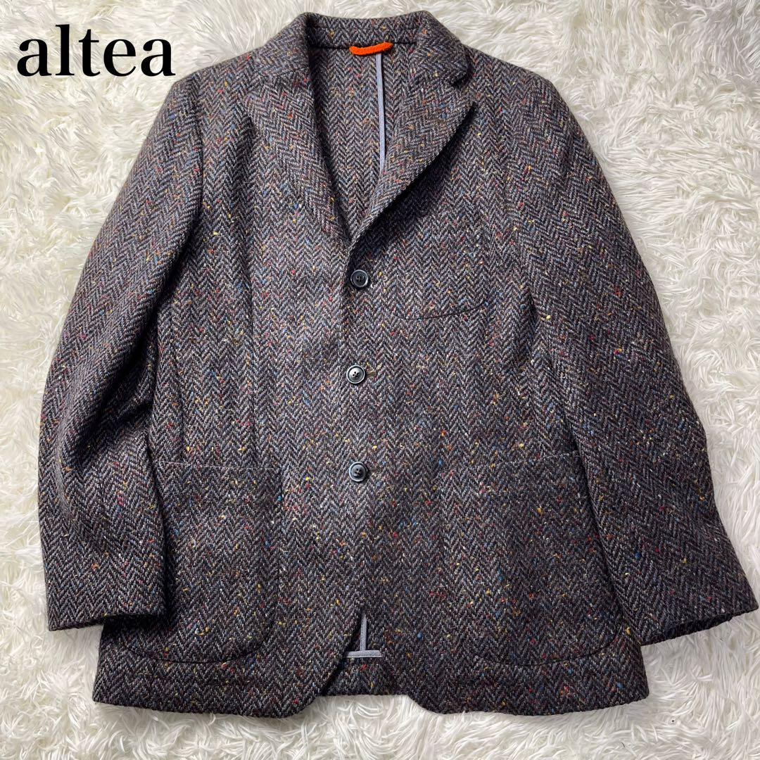 【美品】altea テーラードジャケットHirelano生地 ヘリンボーン 46