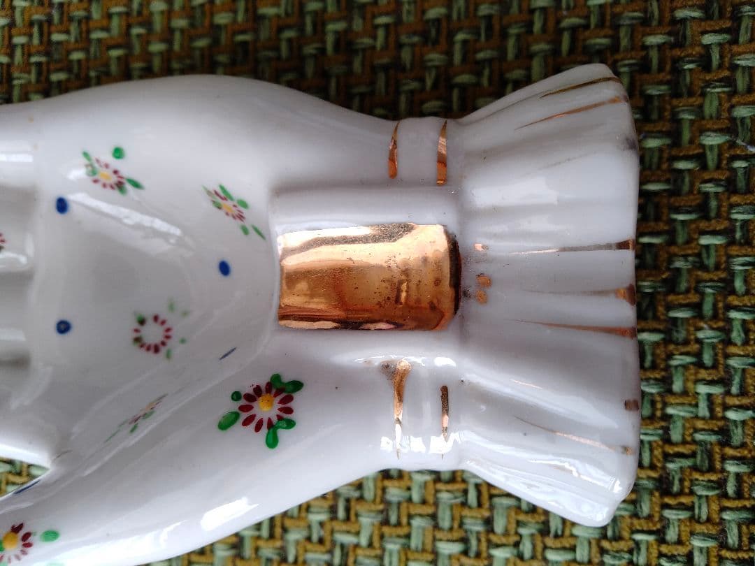 ハンド　手　花柄　オブジェ　置物　ビンテージ　レア　ドット　ジュエリー　レトロ