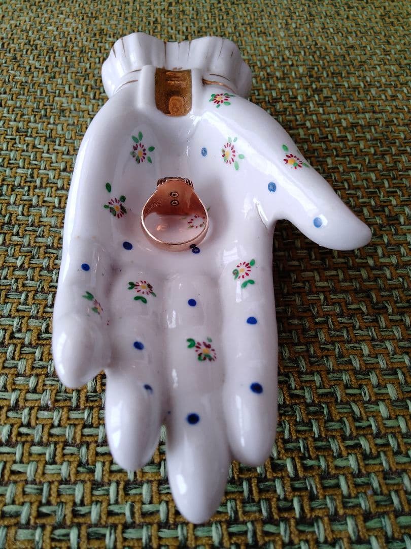 ハンド　手　花柄　オブジェ　置物　ビンテージ　レア　ドット　ジュエリー　レトロ