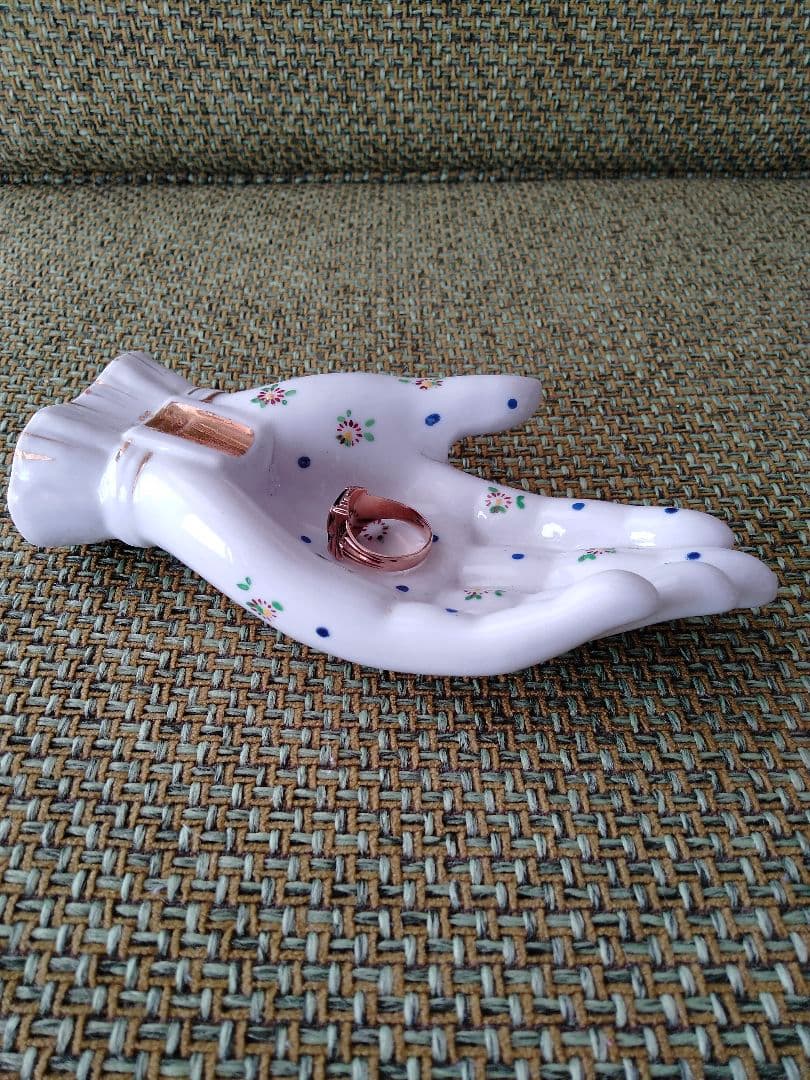 ハンド　手　花柄　オブジェ　置物　ビンテージ　レア　ドット　ジュエリー　レトロ