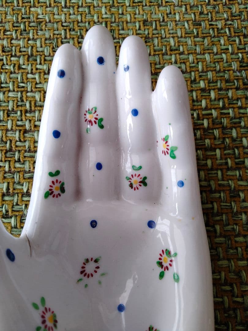 ハンド　手　花柄　オブジェ　置物　ビンテージ　レア　ドット　ジュエリー　レトロ