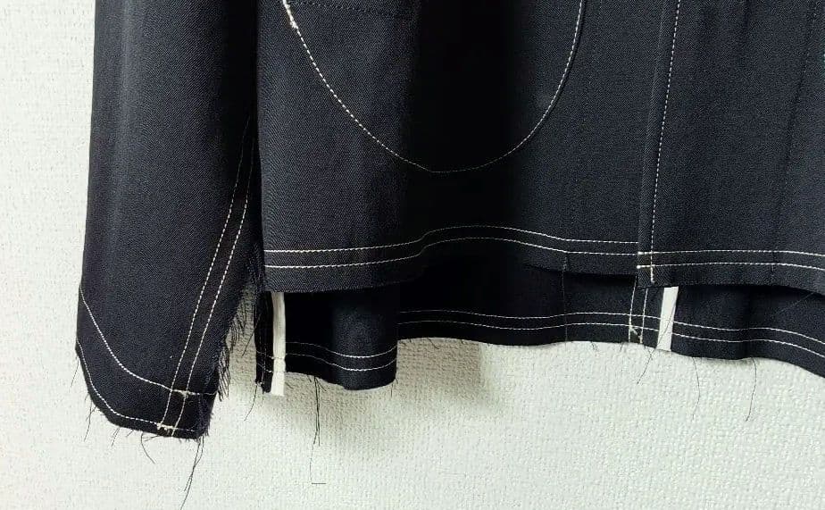 24AW KHOKI ノーカラー フリンジ ウールジャケット 2 ネイビー