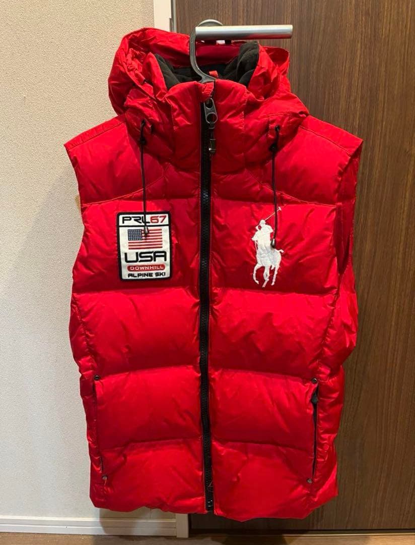polo ダウンベスト 赤