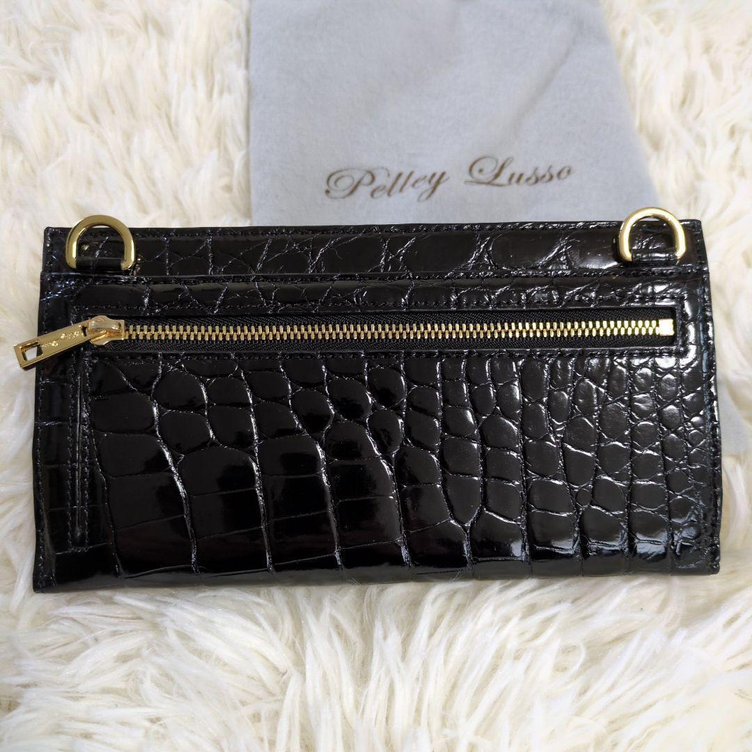 最高級シャイニングクロコダイル✨️2way ショルダーウォレット ゴールド金具