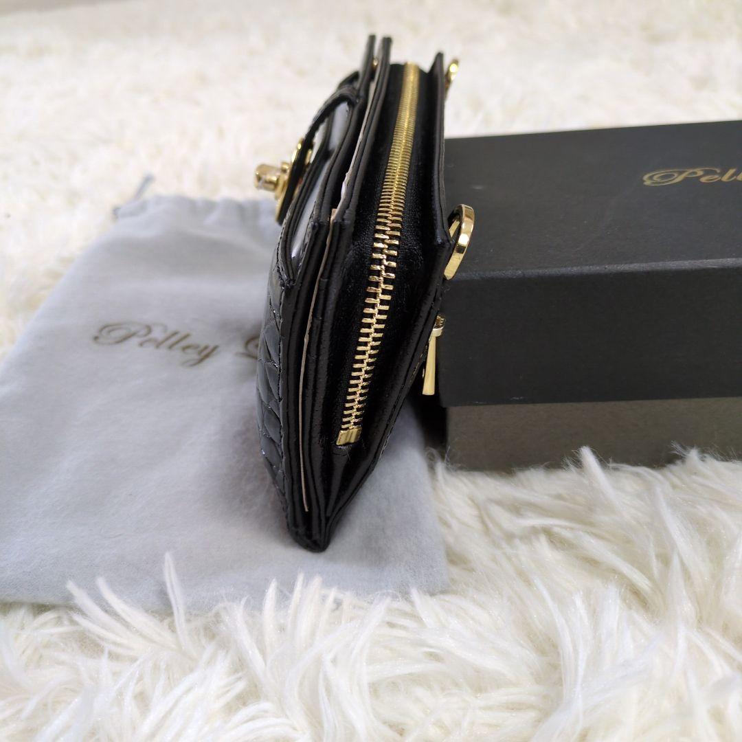 最高級シャイニングクロコダイル✨️2way ショルダーウォレット ゴールド金具