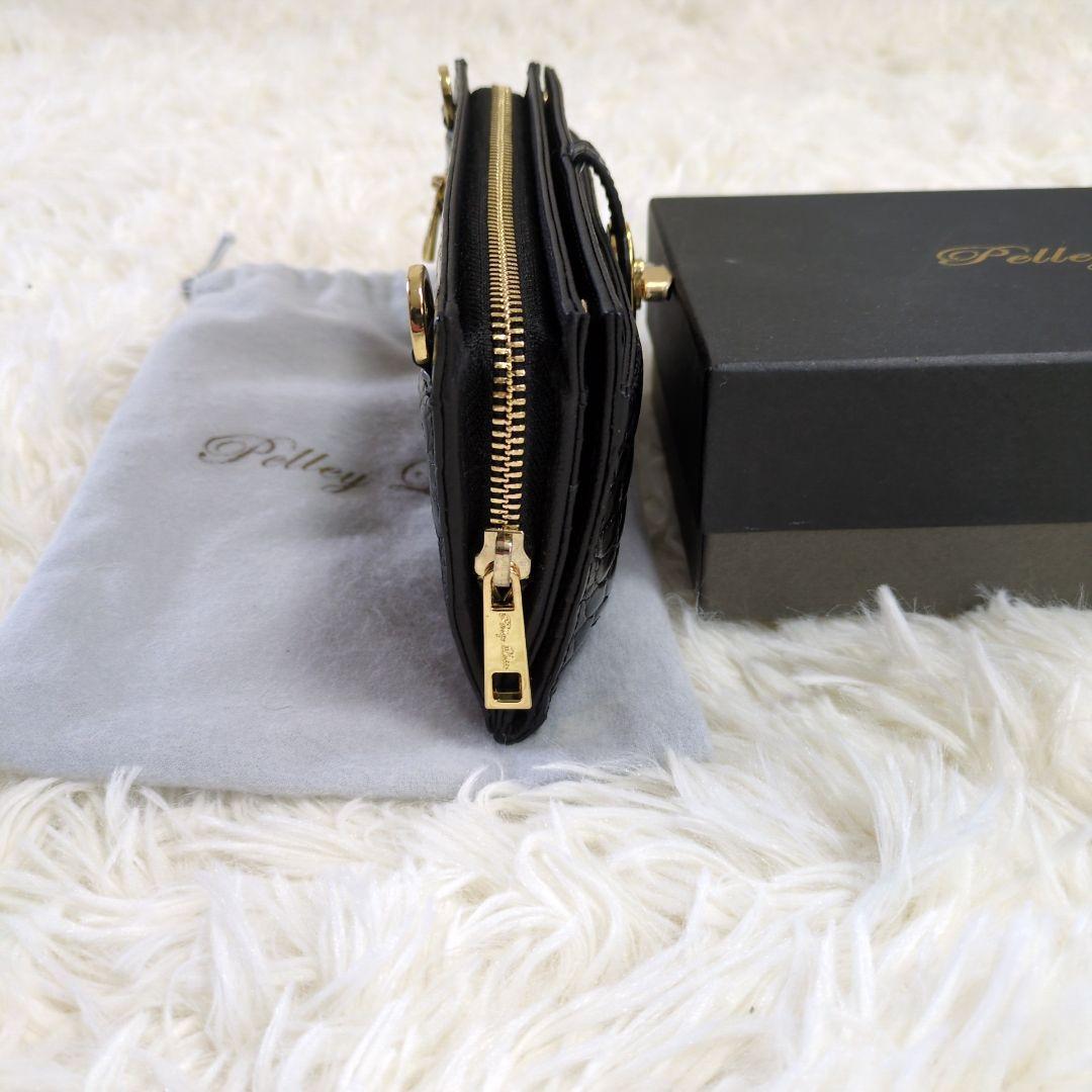 最高級シャイニングクロコダイル✨️2way ショルダーウォレット ゴールド金具