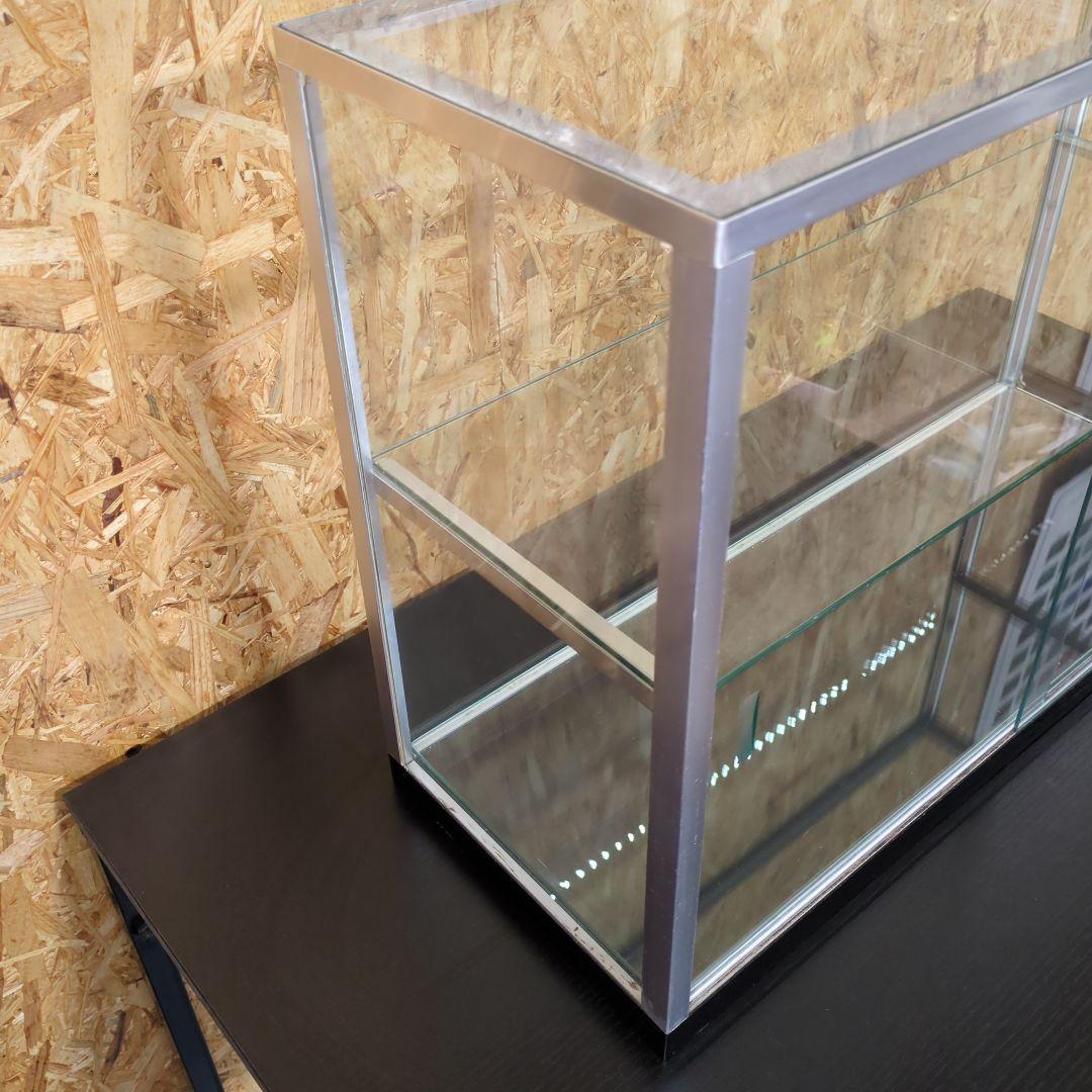 最終値下げ　アルミ 昭和レトロ ガラスショーケース 2段 ディスプレイ