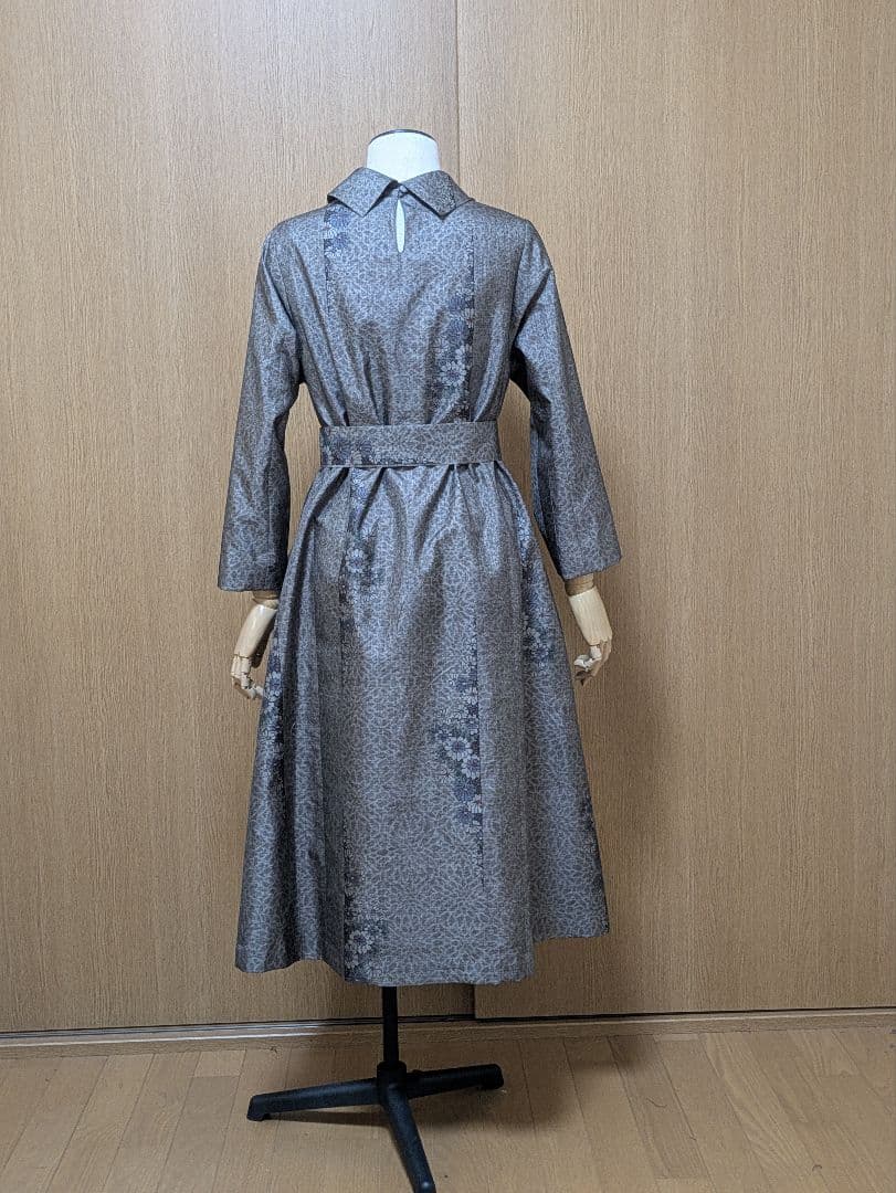 着物リメイク　ワンピース　大島紬　Ｍ〜L