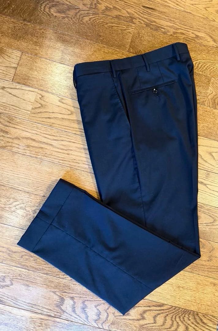 ほぼ新品 定価5.4万 INCOTEX ネイビー スラックス テクノウール 48
