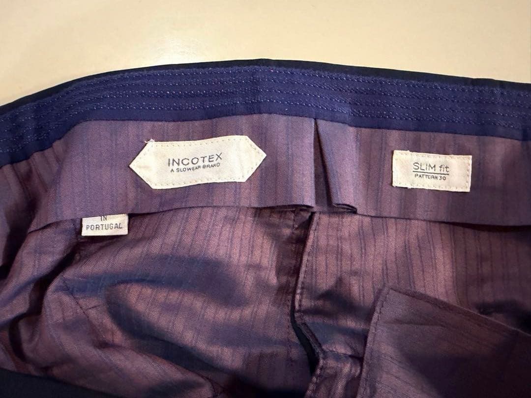 ほぼ新品 定価5.4万 INCOTEX ネイビー スラックス テクノウール 48