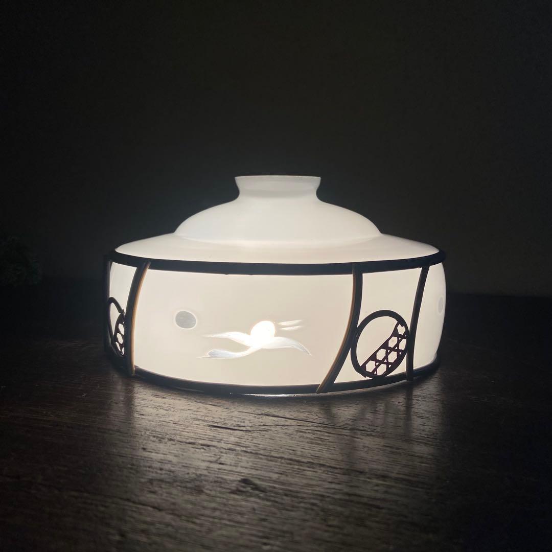 大正　電笠　美品　ガラスシェード　切子