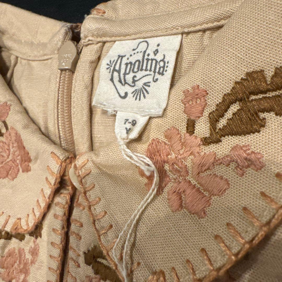 apolina 24AW 新品未使用　7-9y ベージュ 花柄刺繍 長袖シャツ