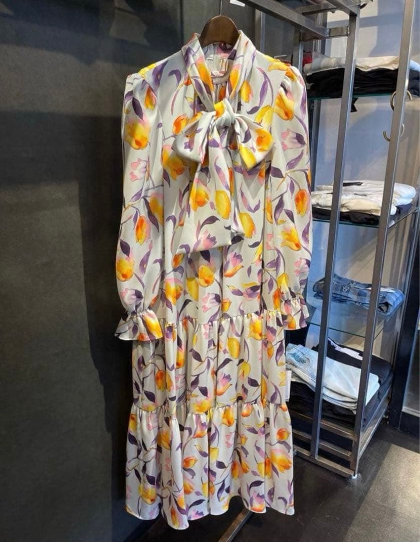 【訳あり】sov. フラワーボウタイロングワンピース