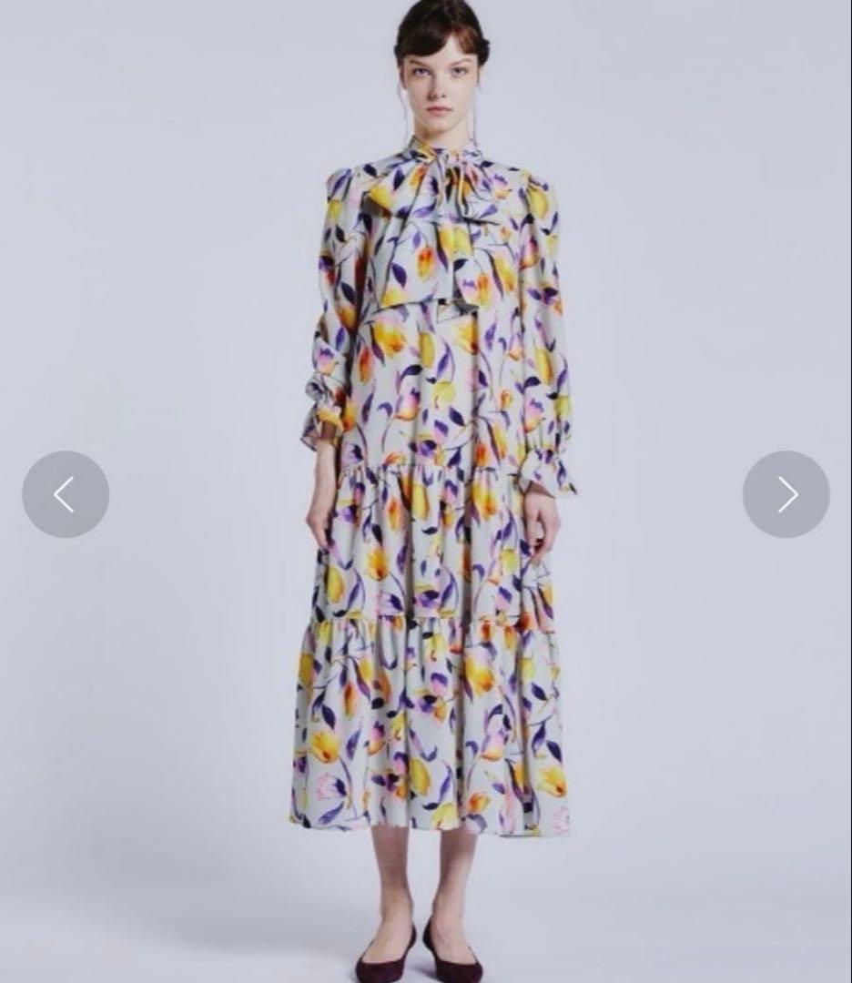 【訳あり】sov. フラワーボウタイロングワンピース