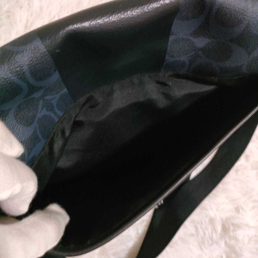 COACH コーチ ショルダーバッグ シグネチャー ネイビー PVC 状態良好♪