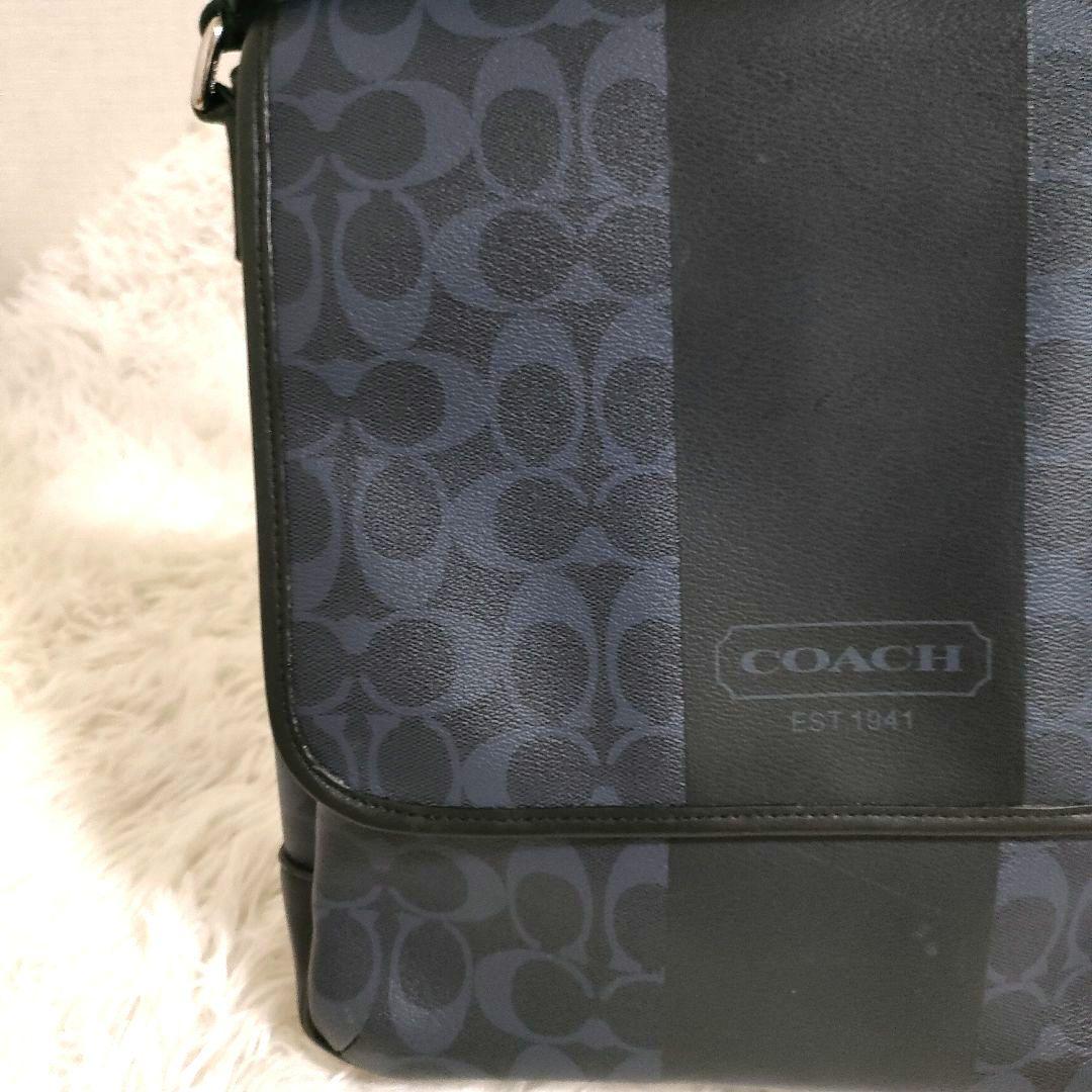 COACH コーチ ショルダーバッグ シグネチャー ネイビー PVC 状態良好♪