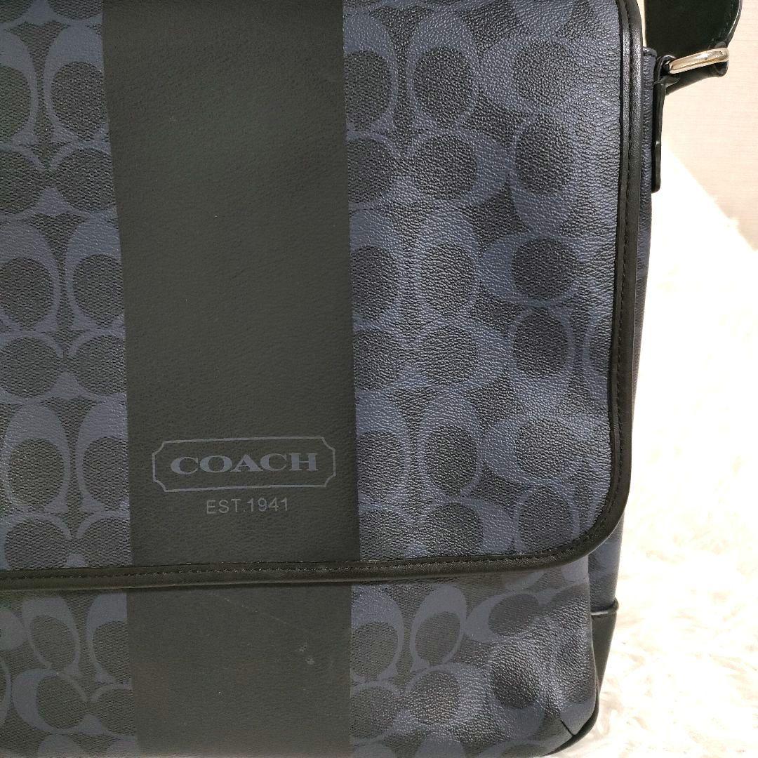 COACH コーチ ショルダーバッグ シグネチャー ネイビー PVC 状態良好♪