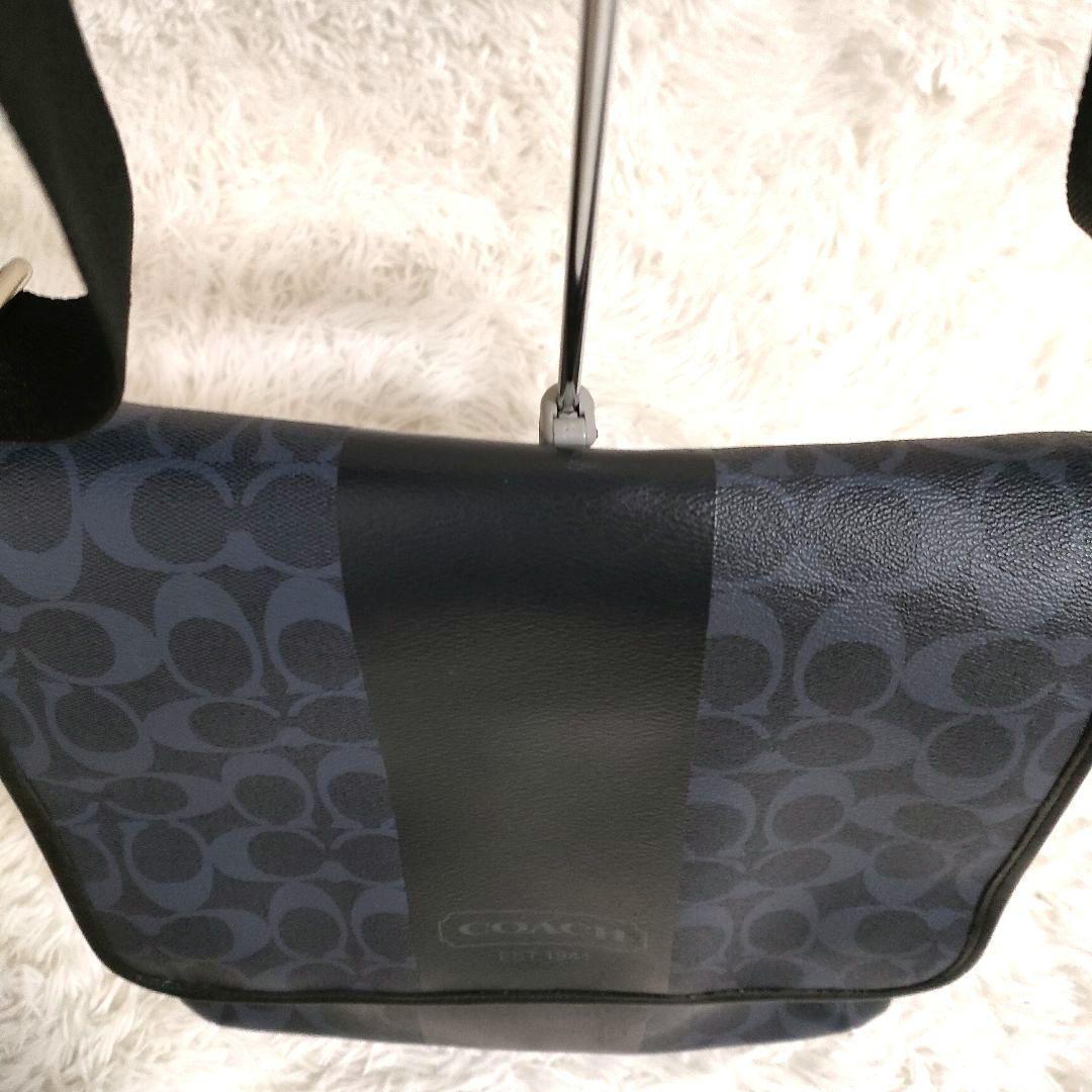 COACH コーチ ショルダーバッグ シグネチャー ネイビー PVC 状態良好♪